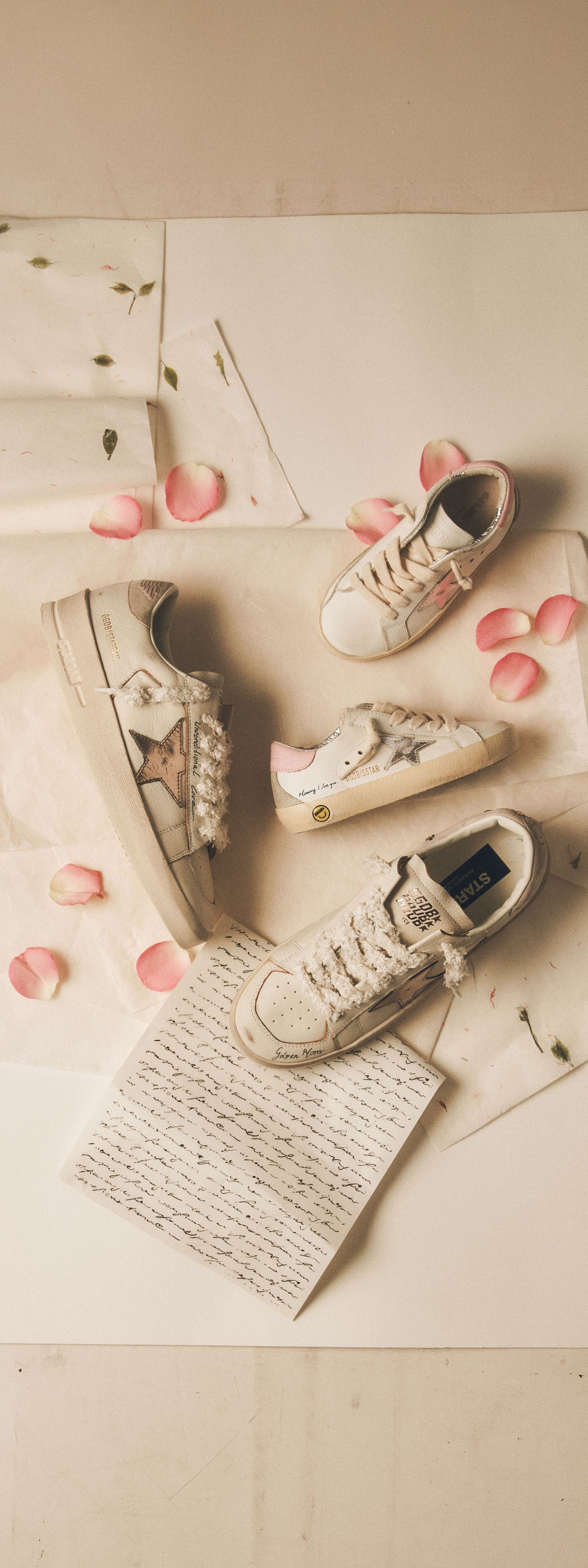 family-edit-mother-and-child-style-sneakers-with-pink-rose-petals-and-handwritten-note