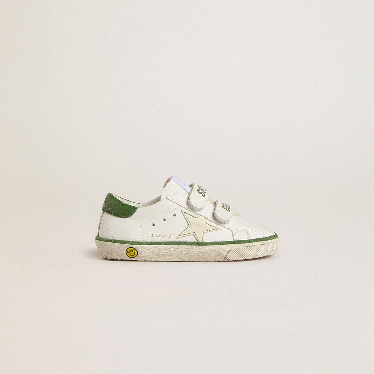 Young-white-Super-Star-with-green-heel-tab