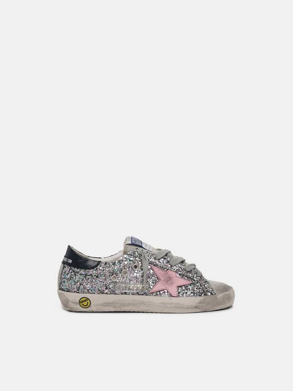 Super-Star sneakers in glitter with pink star