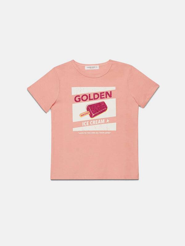 Pink Golden T-shirt with vintage ice lolly print