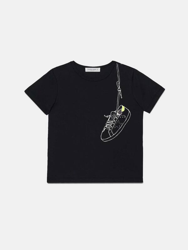 Blue Golden T-shirt with yellow sneakers print