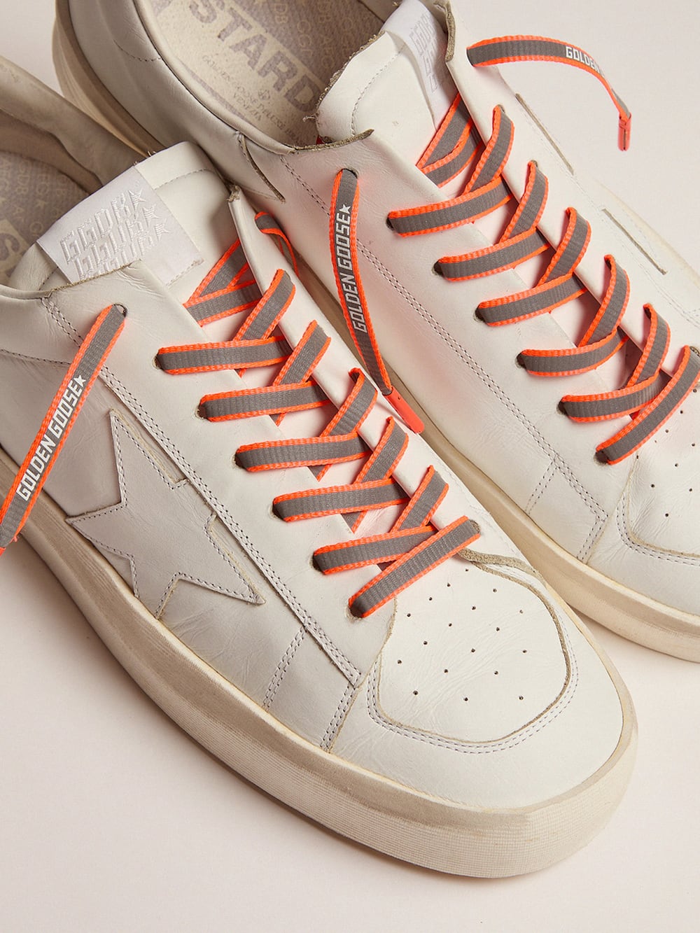 Golden Goose - Neon orange reflective laces with logo in 