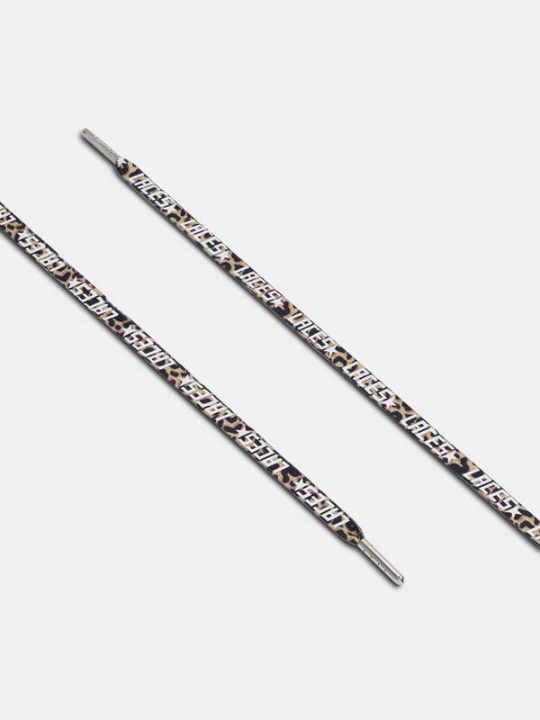 Leopard-print laces with white "laces" print