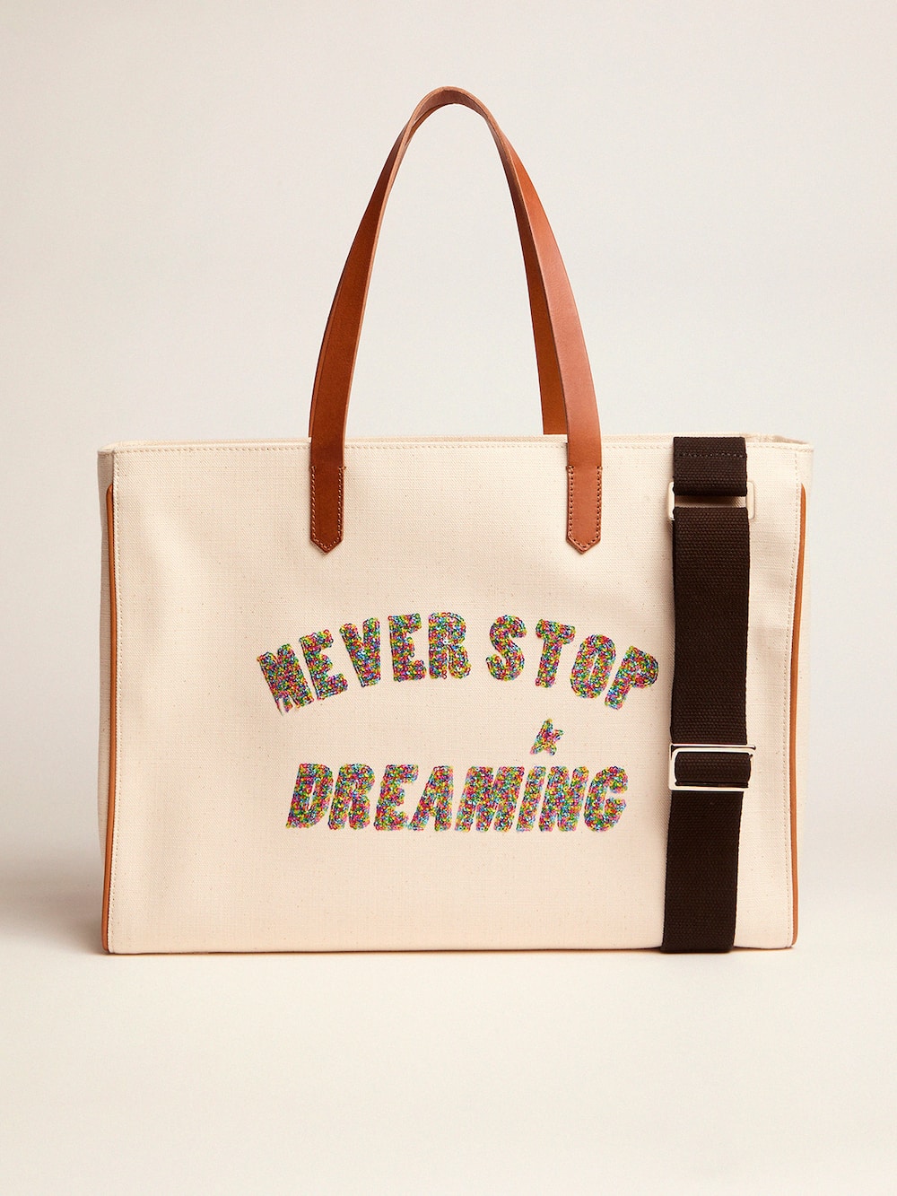 Golden Goose - Bolso California East-West Never Stop Dreaming con purpurina in 