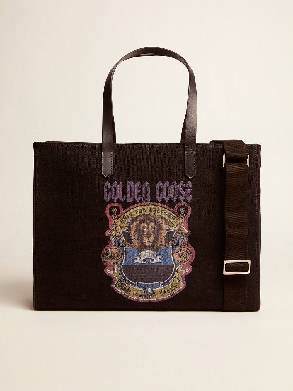 Golden Goose - Black California East-West bag with vintage print in 