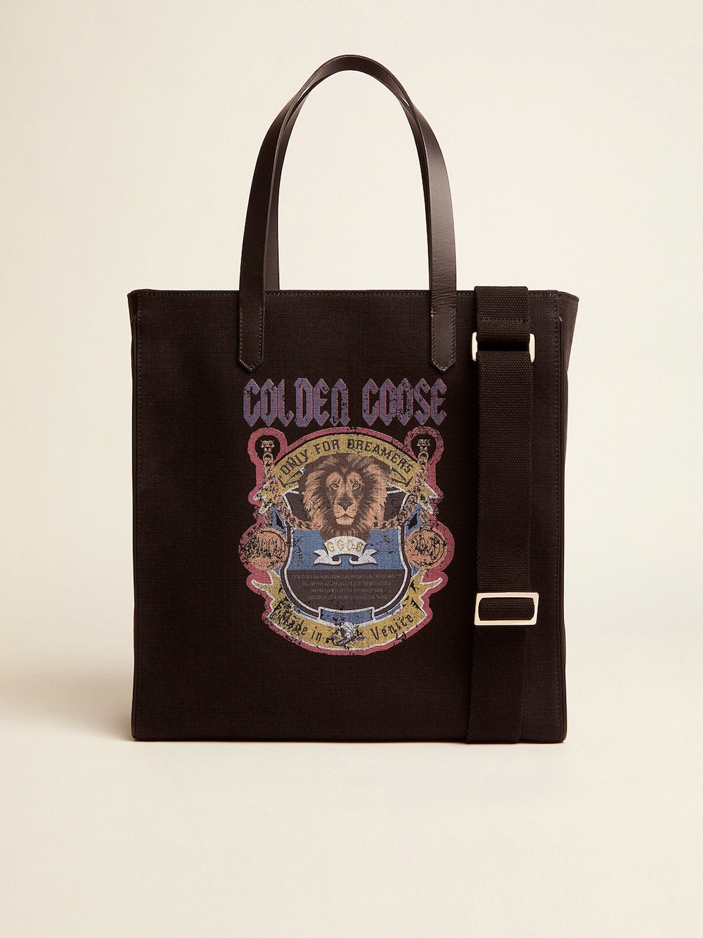 Golden Goose - Sac California North-South noir avec imprimé vintage in 