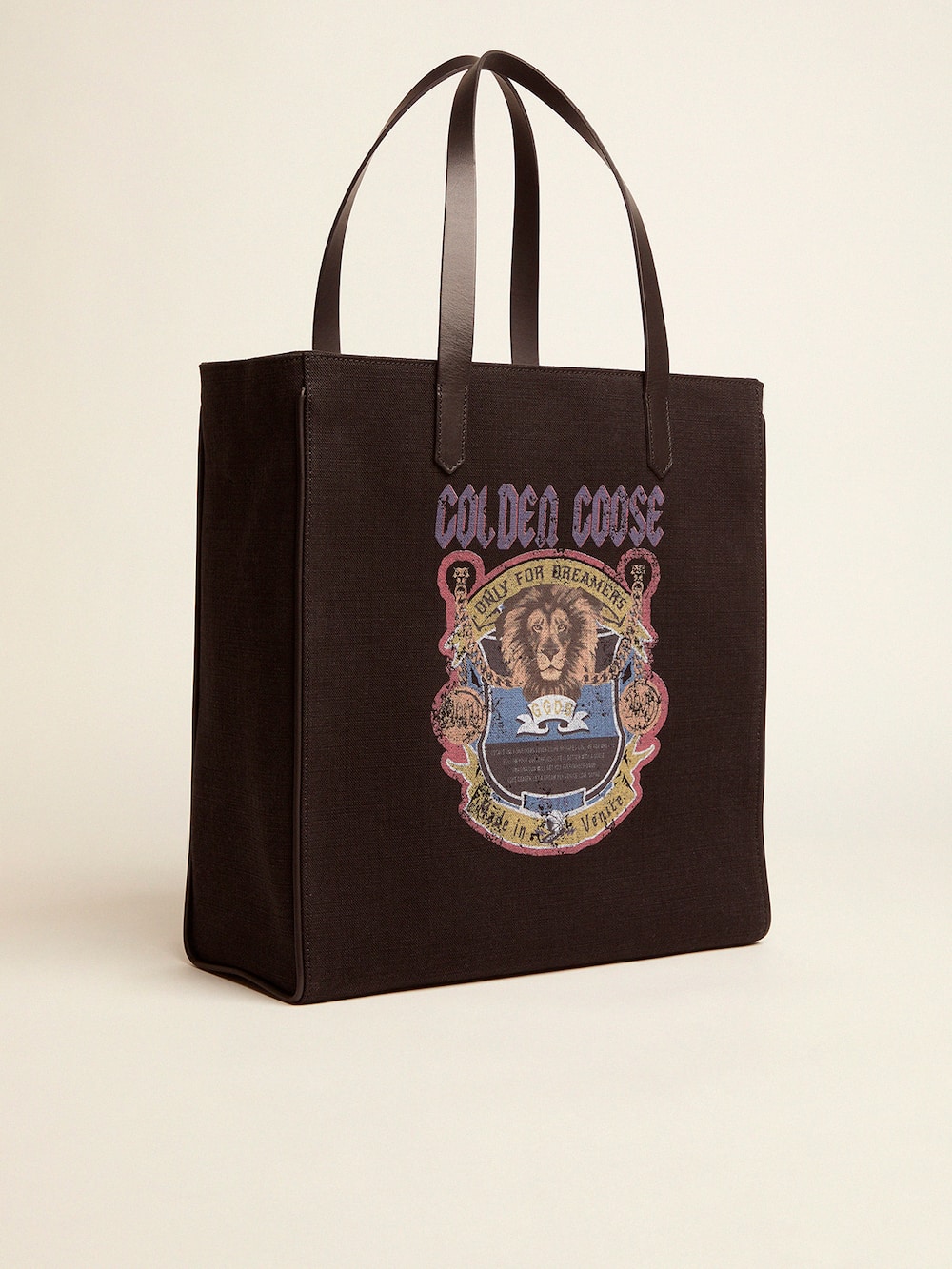Golden Goose - Black California North-South bag with vintage print in 