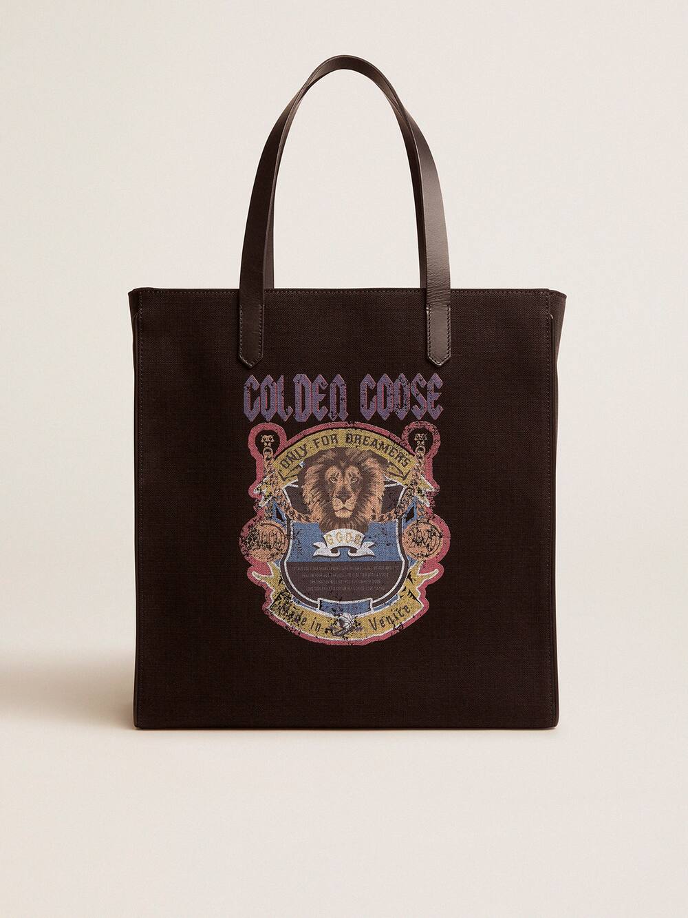 Golden Goose - Black California North-South bag with vintage print in 