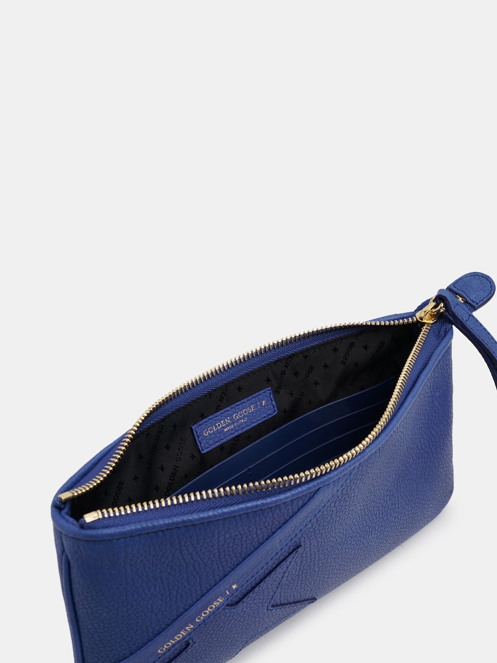 Golden Goose - Blue Star Wrist clutch bag in grained leather in 
