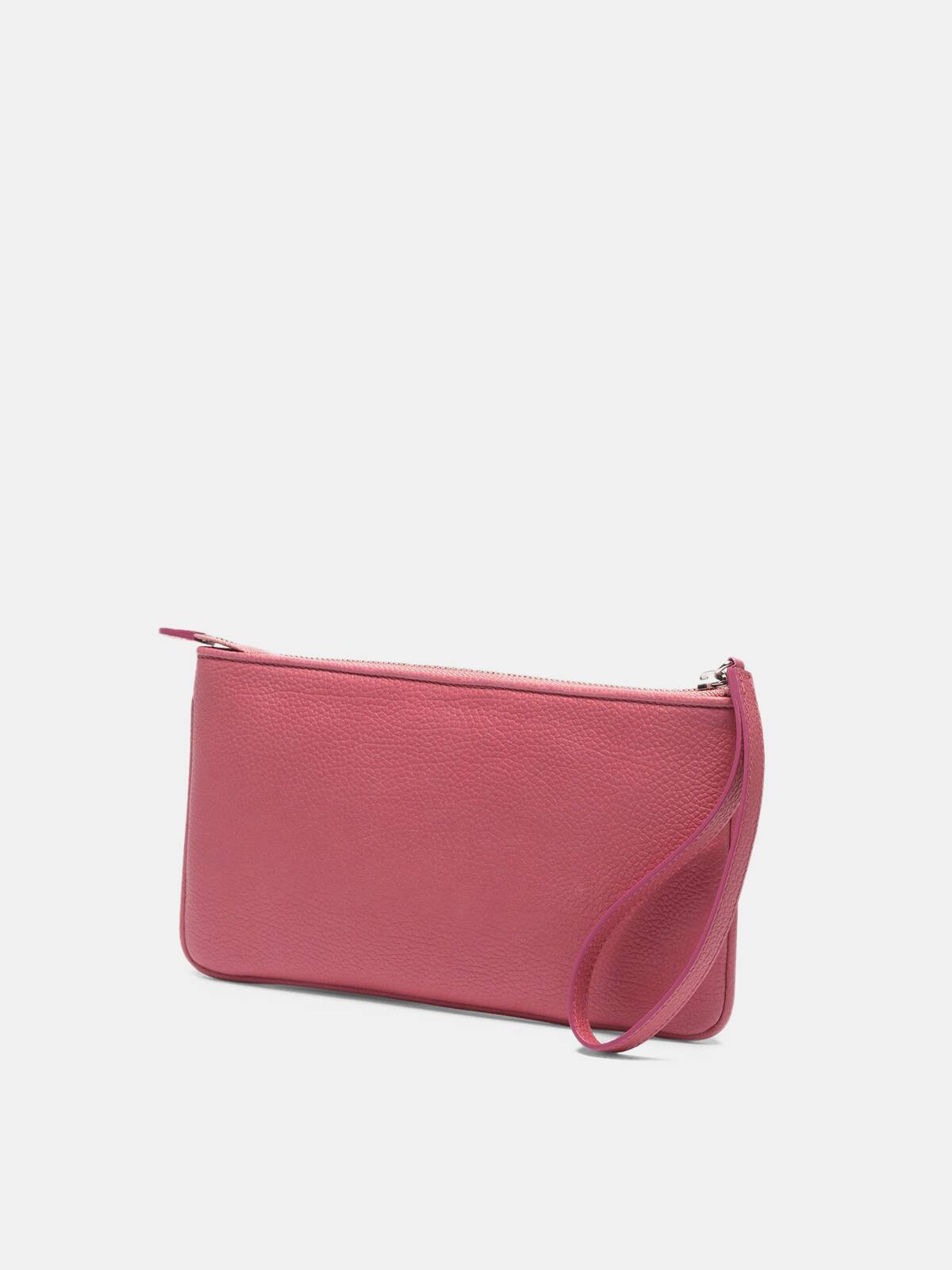 Golden Goose - Pink Star Wrist clutch bag in grained leather in 