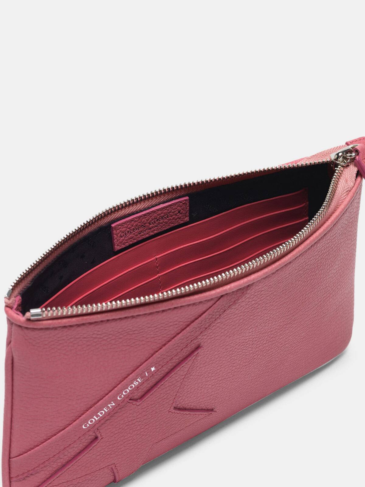 Golden Goose - Pink Star Wrist clutch bag in grained leather in 