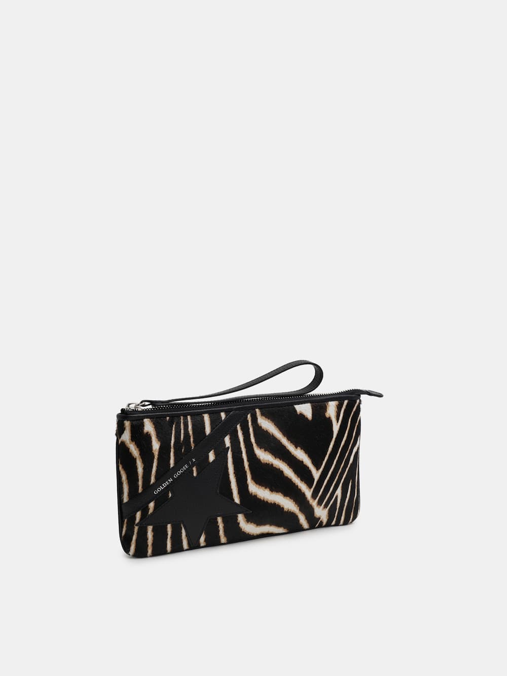 Golden Goose - Star Wrist clutch bag made of zebra print pony-effect leather in 
