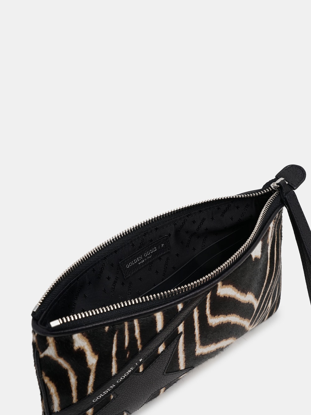 Golden Goose - Star Wrist clutch bag made of zebra print pony-effect leather in 