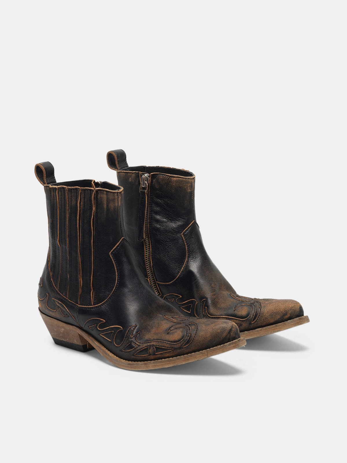 Golden Goose - Black aged-leather Santiago ankle boots in 