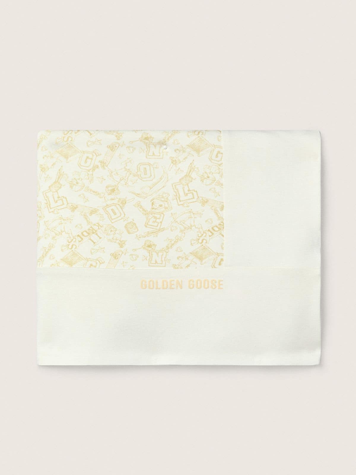 Golden Goose - Journey Baby blanket in white cotton fleece with peach-pink mascot print in 