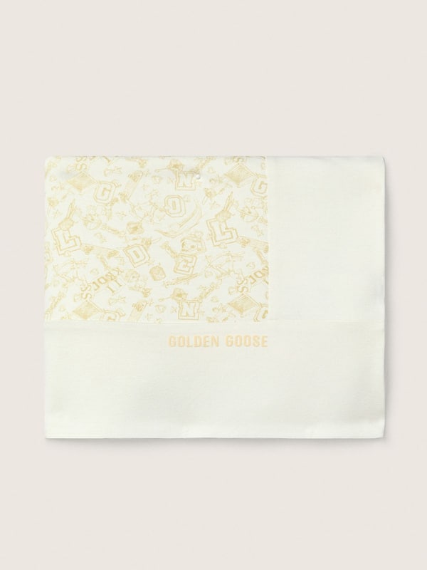 Golden Goose - Journey Baby blanket in white cotton fleece with peach-pink mascot print in 