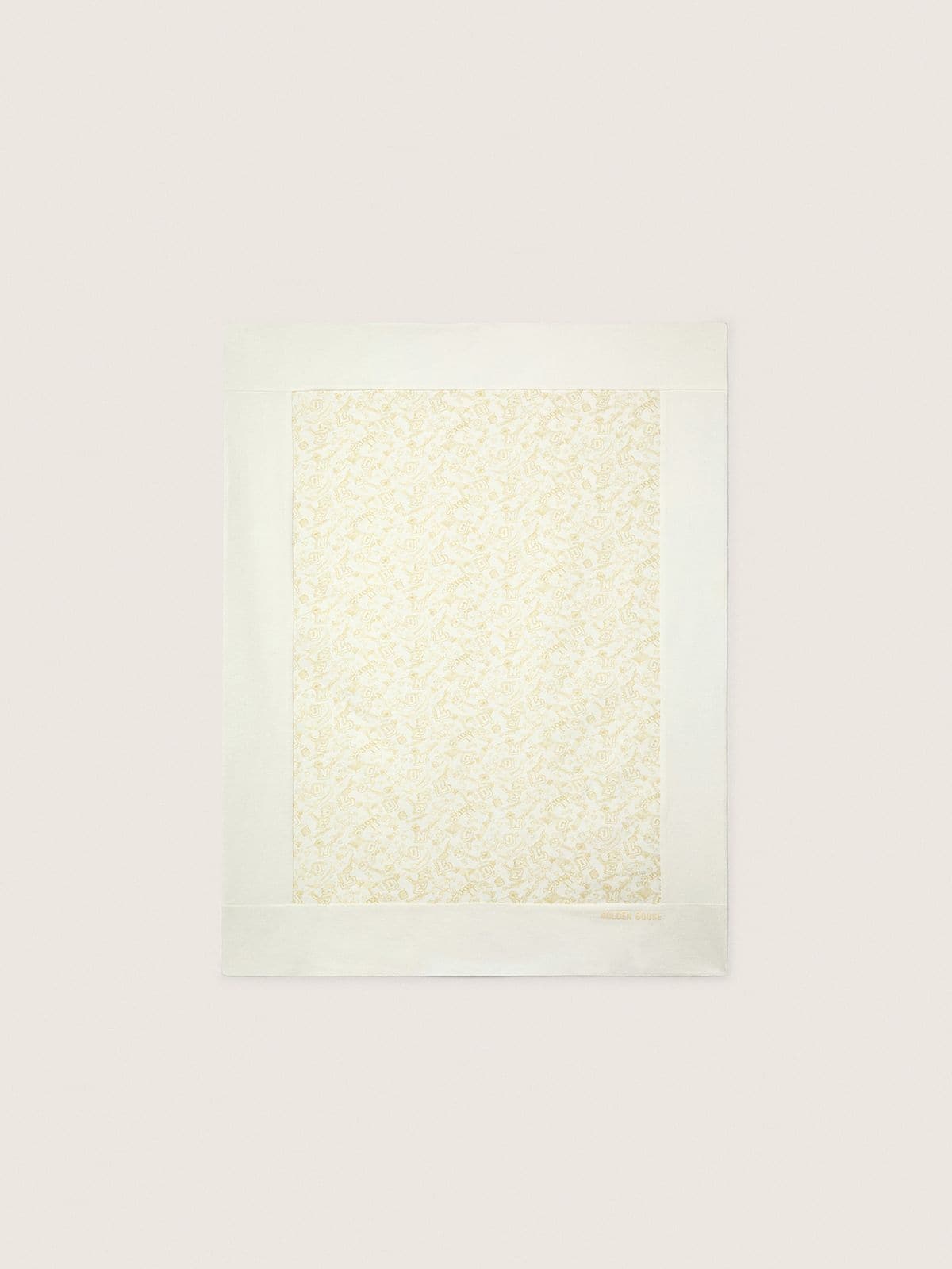 Golden Goose - Journey Baby blanket in white cotton fleece with peach-pink mascot print in 