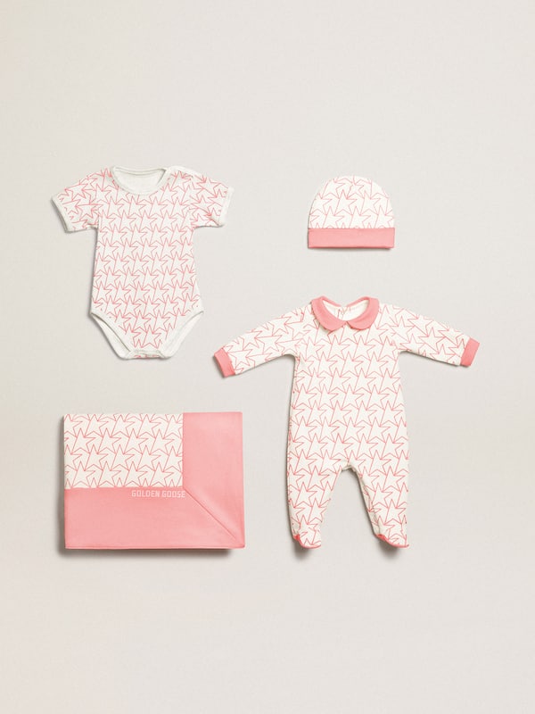 Golden Goose - Baby gift set in white with pink trim and star in 