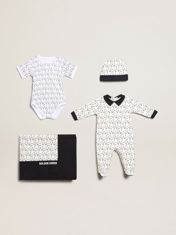 Golden Goose - Baby gift set in white with navy blue trim and star in 