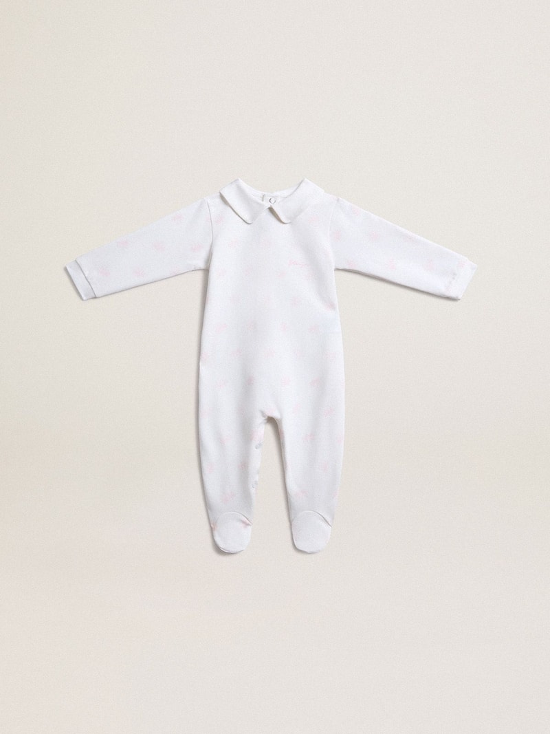 Baby gift set in white with pink palm print 