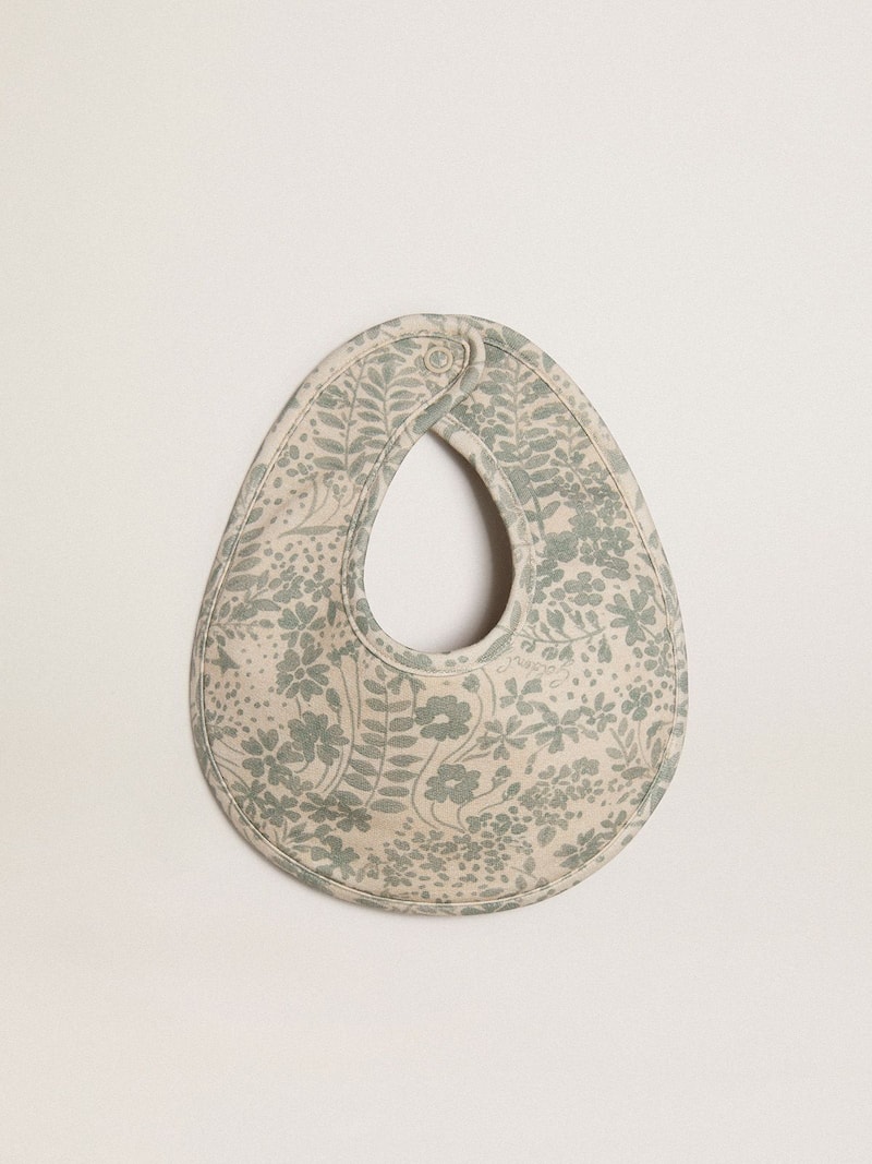 Golden Goose - Cremefarbenes Babyset mit salbeigr&uuml;nem Blumenprint in 