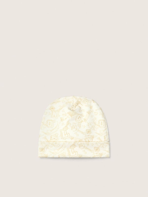 Golden Goose White cotton baby gift set with-peach pink mascot print Newborns white kids
