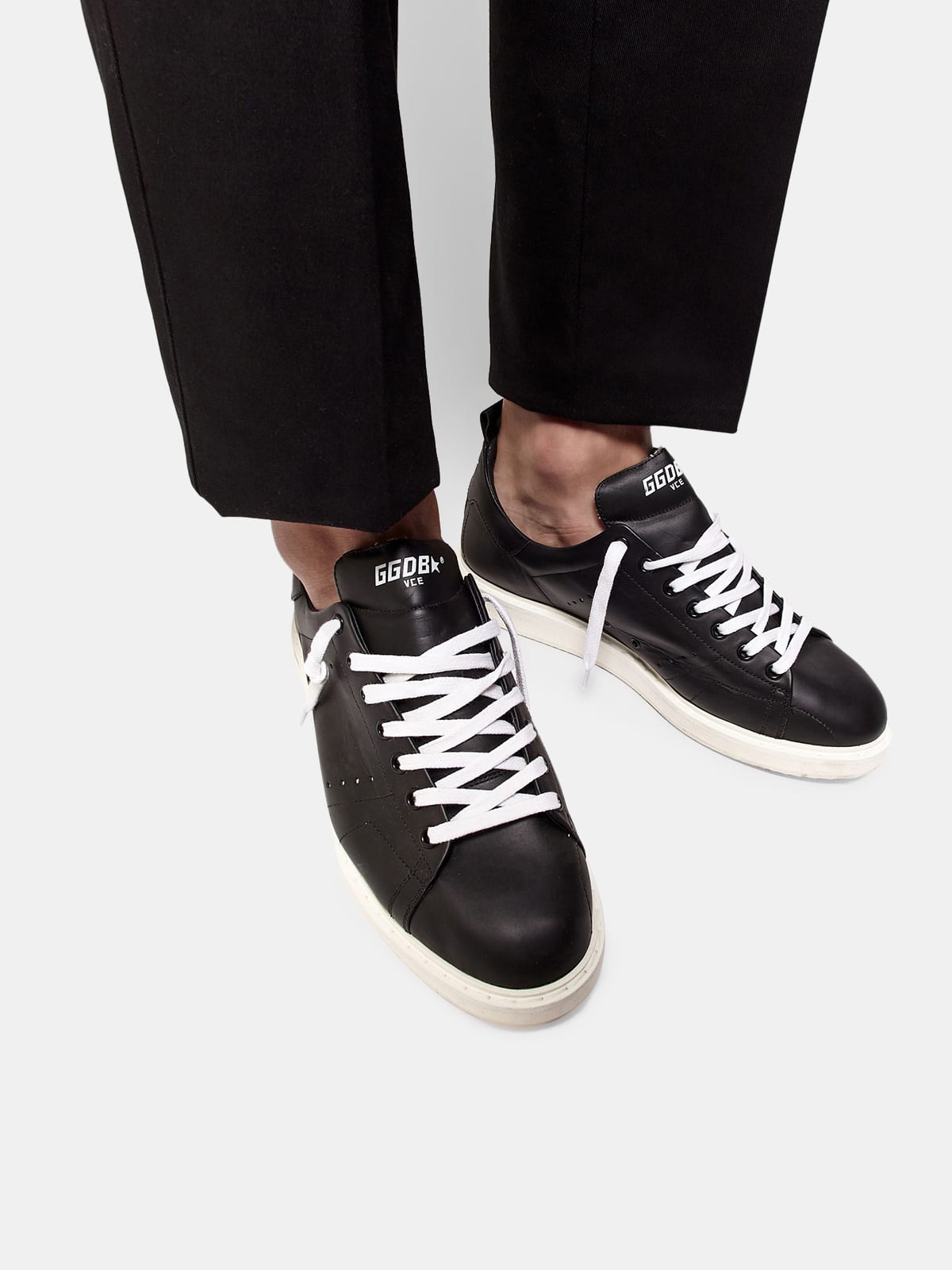 Golden Goose - Starter sneakers in leather with printed star on the heel tab in 