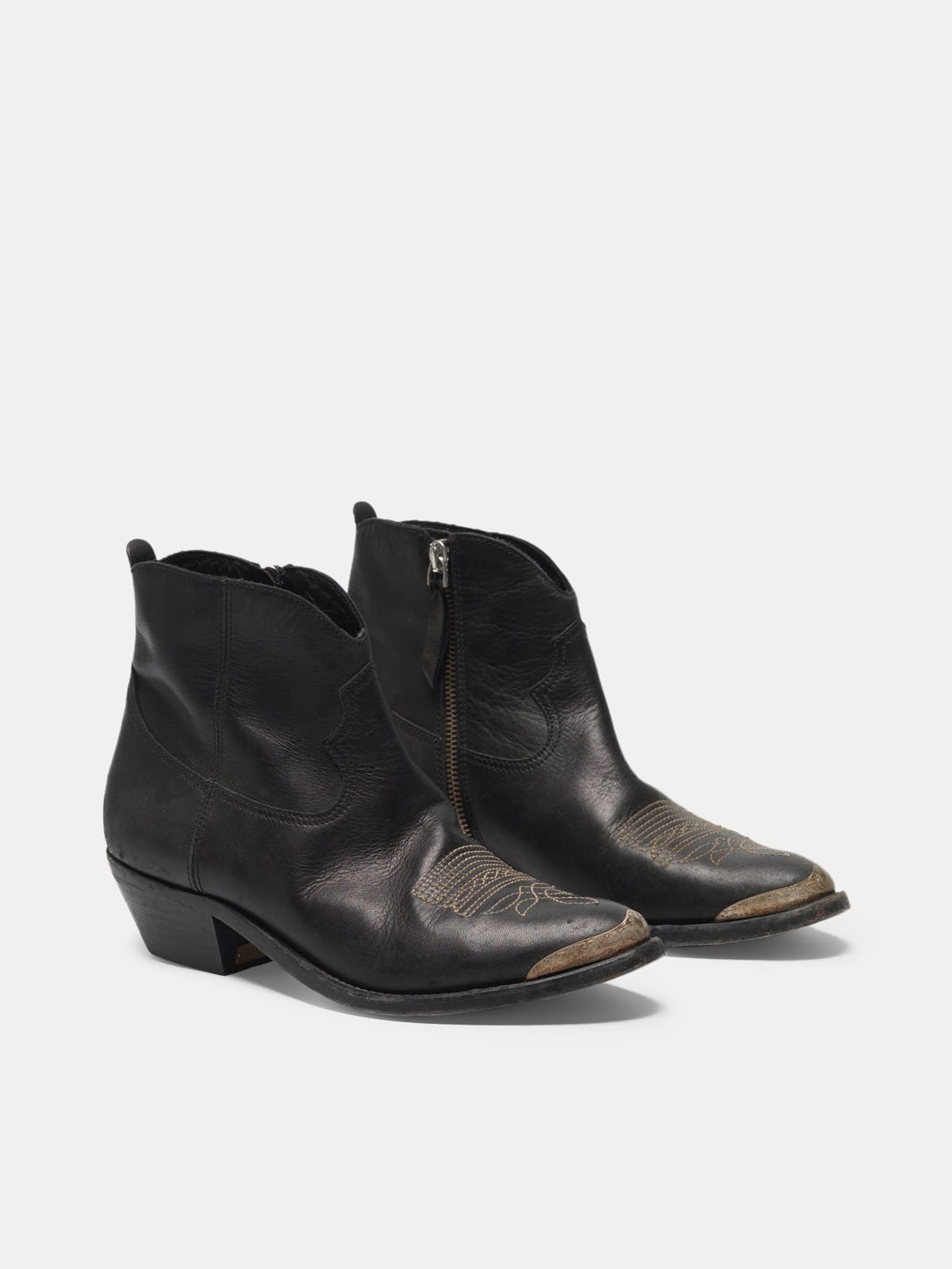 Golden Goose - Young ankle boots in leather with cowboy-style decoration in 