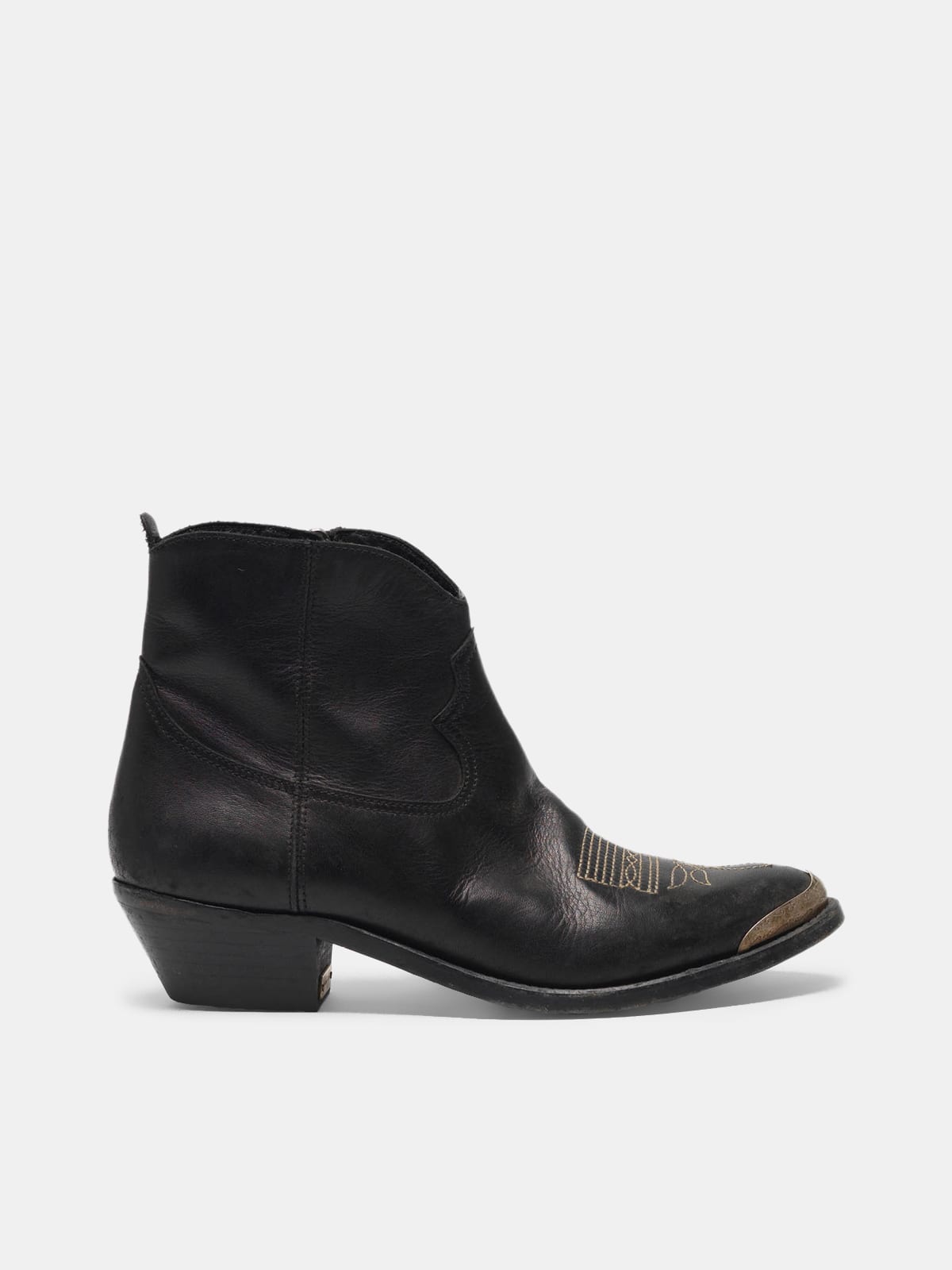 Golden Goose - Young ankle boots in leather with cowboy-style decoration in 