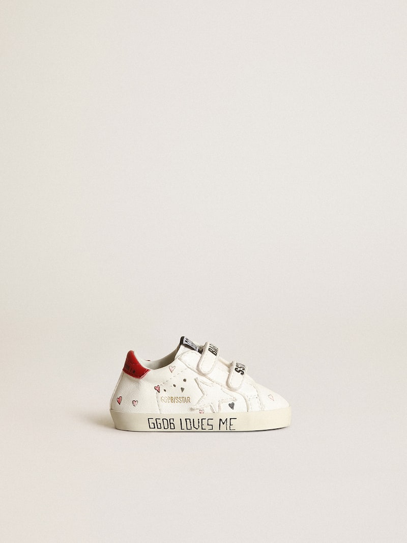 Baby Old School with white nappa star and red heel tab