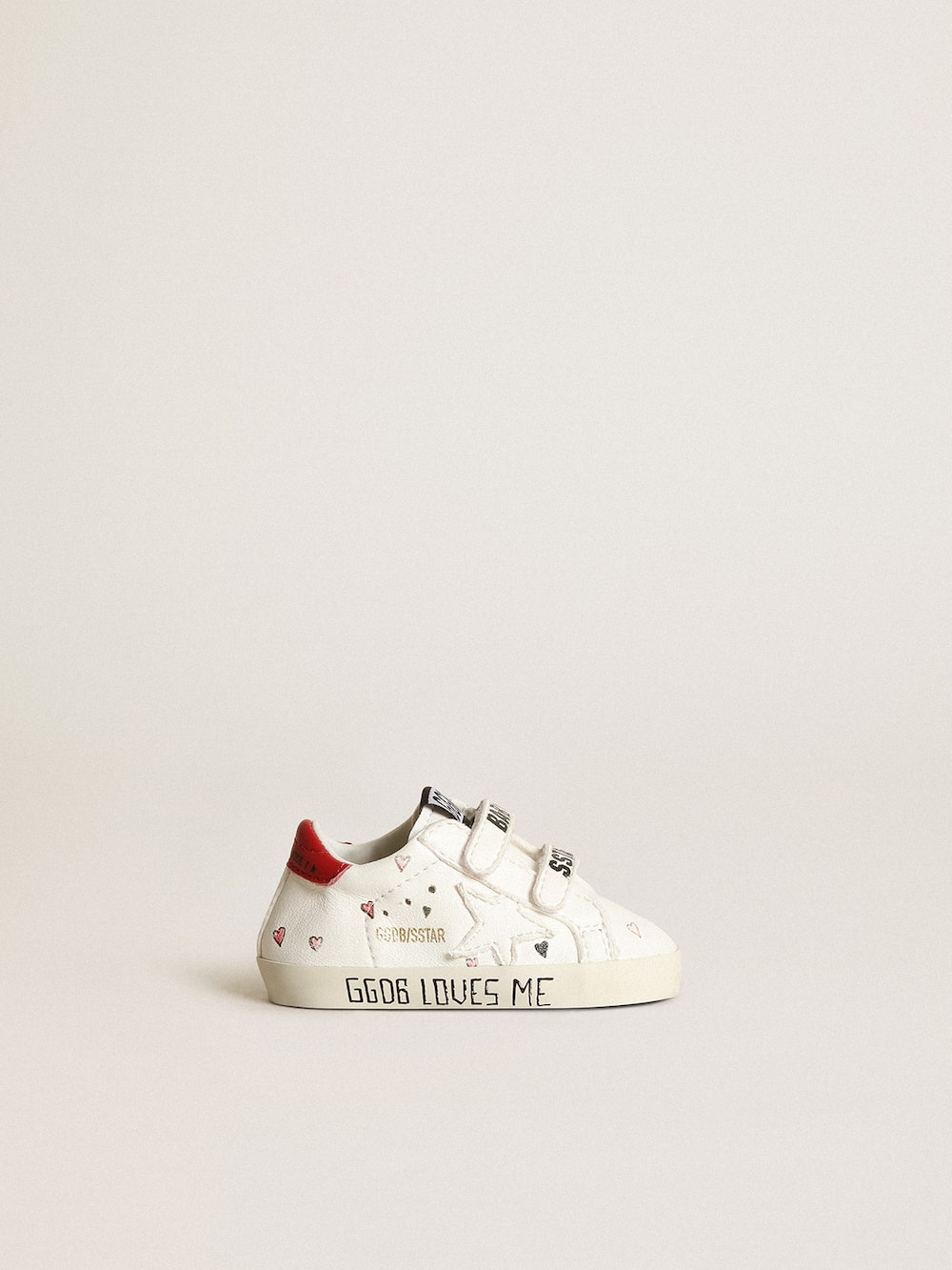 Golden Goose - Baby Old School with white nappa star and red heel tab in 