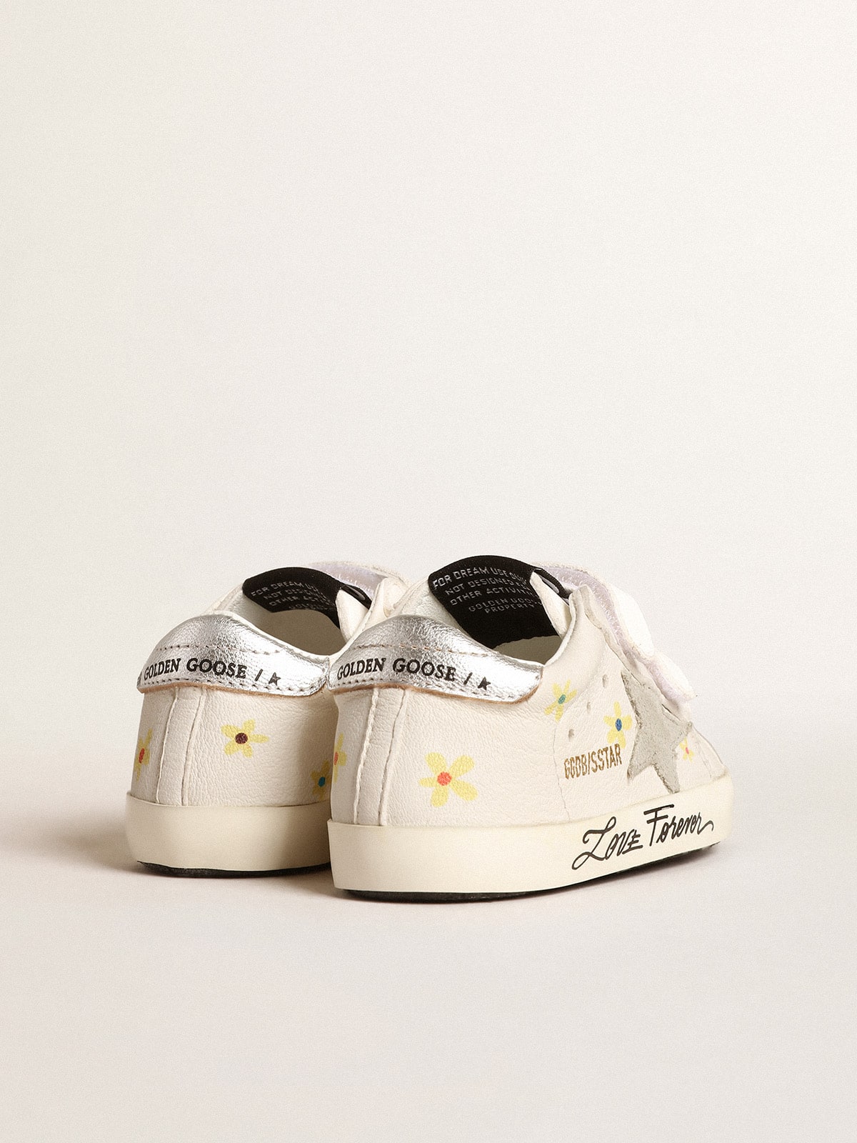 Golden Goose - Baby School con estampado de flores y estrella de ante gris hielo in 