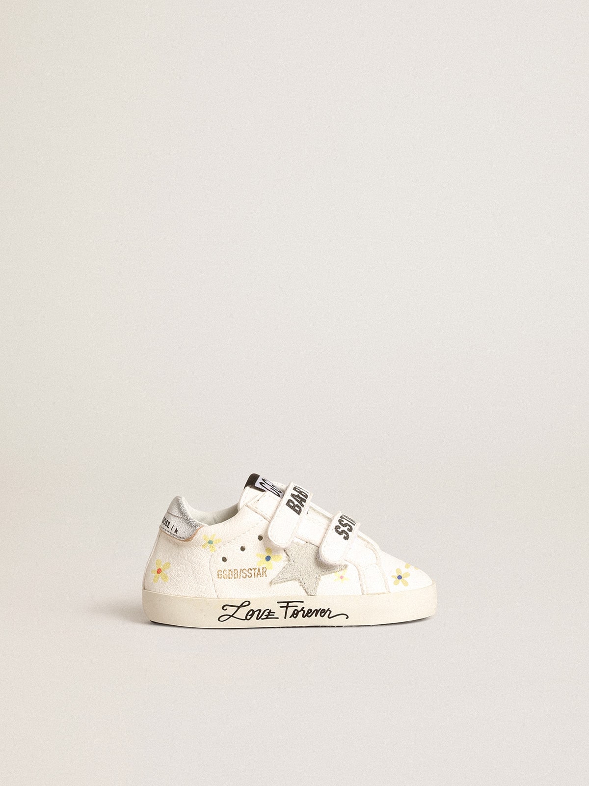 Golden Goose - Baby School con estampado de flores y estrella de ante gris hielo in 