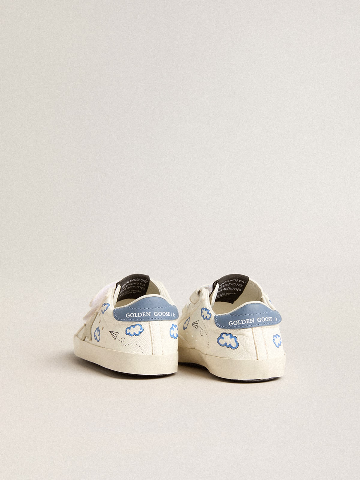 Baby Old School with suede star and light blue leather heel tab