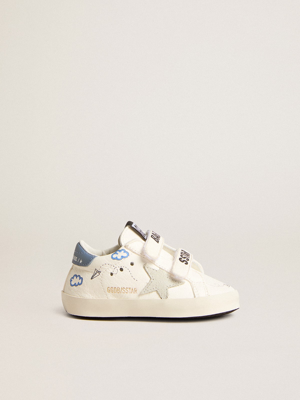 Golden Goose - Baby Old School con stella in suede e talloncino in pelle celeste in 