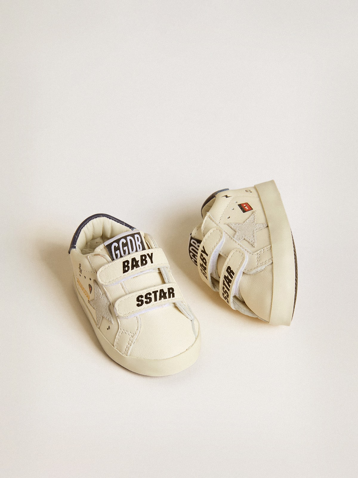 Golden Goose - Baby School en cuir nappa à imprimé musical avec étoile en daim blanc in 