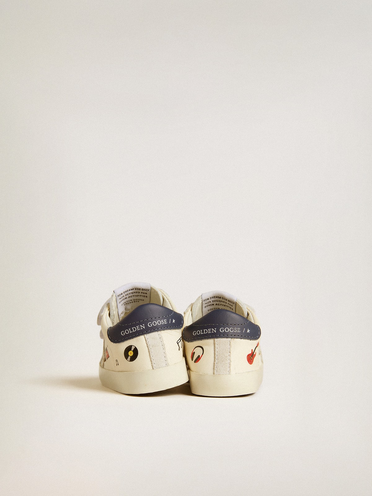 Golden Goose - Baby School in nappa leather with musical print and white suede star in 