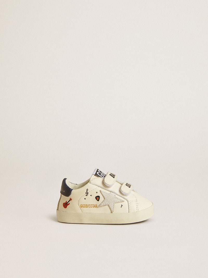 Baby School in nappa leather with musical print and white suede star