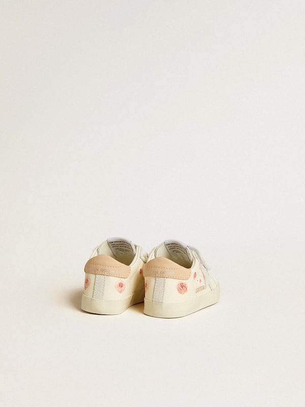 Golden Goose - Baby School in nappa leather with pink rose motif and white suede star in 