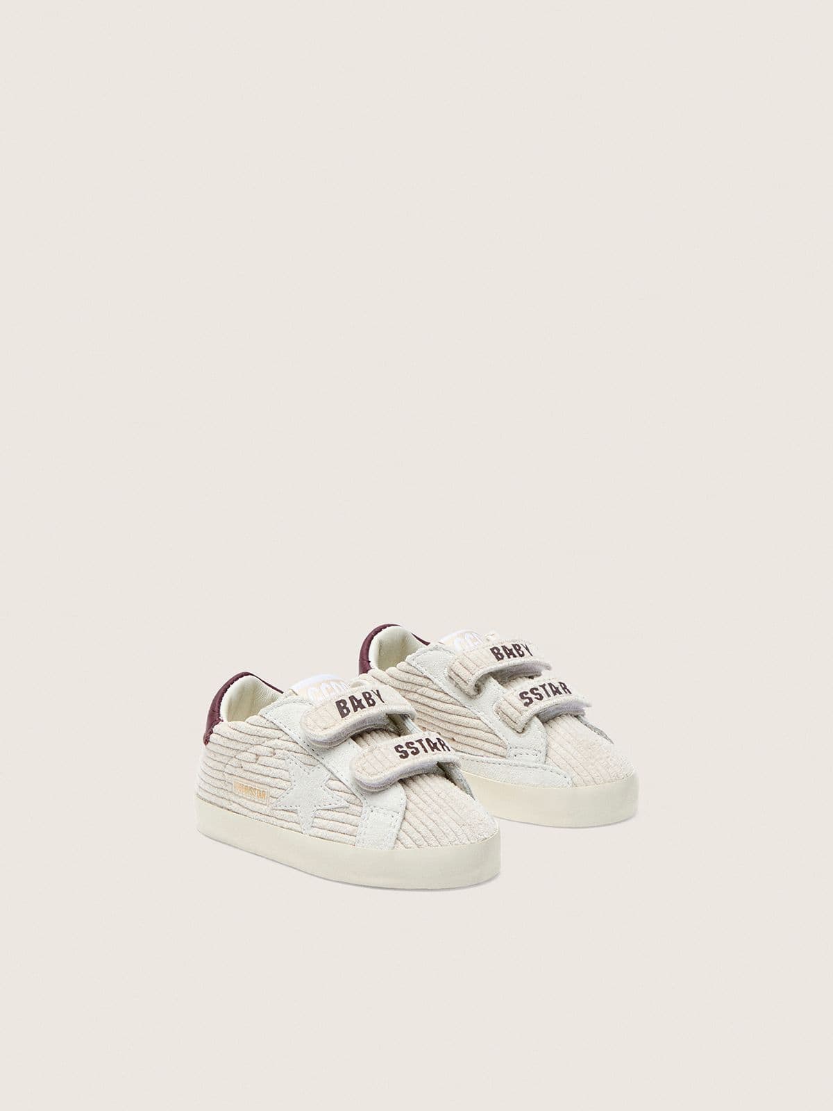 Golden Goose - Baby School de veludo com estrela de suede branco e tal&atilde;o de couro bord&ocirc; in 