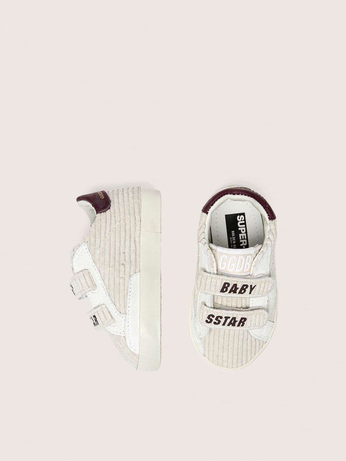 Golden Goose - Baby School de veludo com estrela de suede branco e tal&atilde;o de couro bord&ocirc; in 