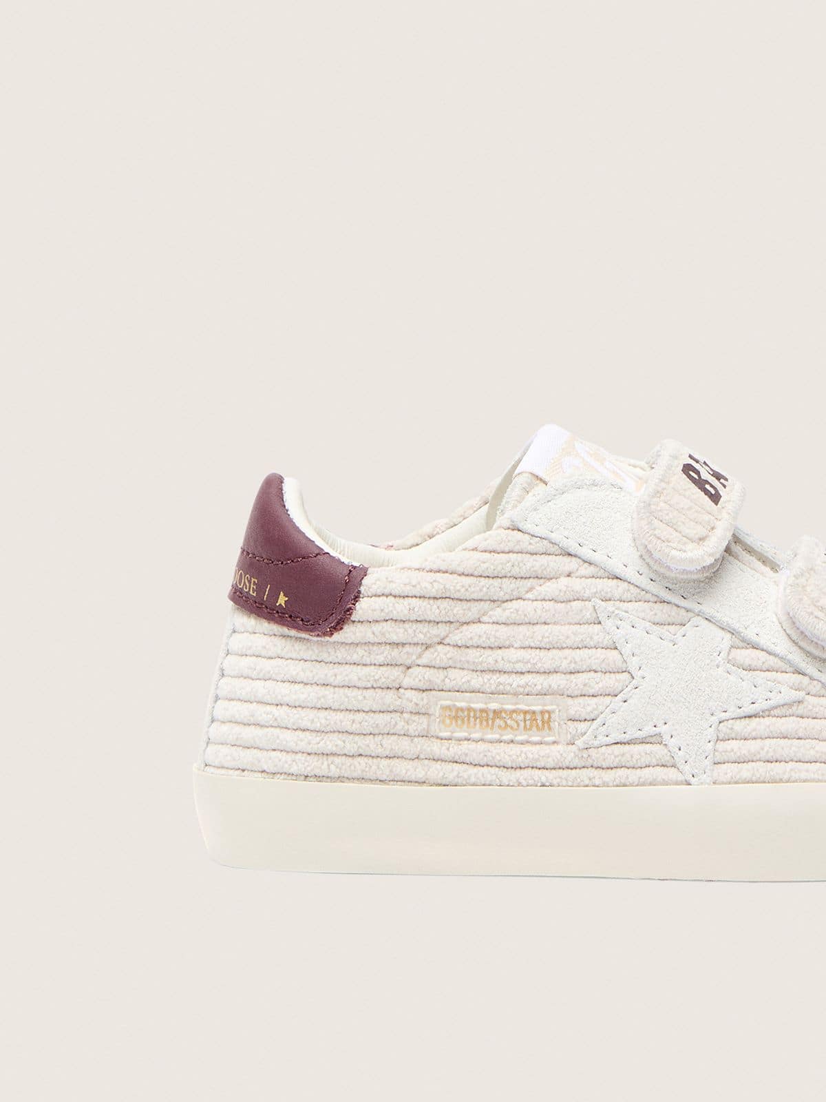 Golden Goose - Baby School de veludo com estrela de suede branco e tal&atilde;o de couro bord&ocirc; in 