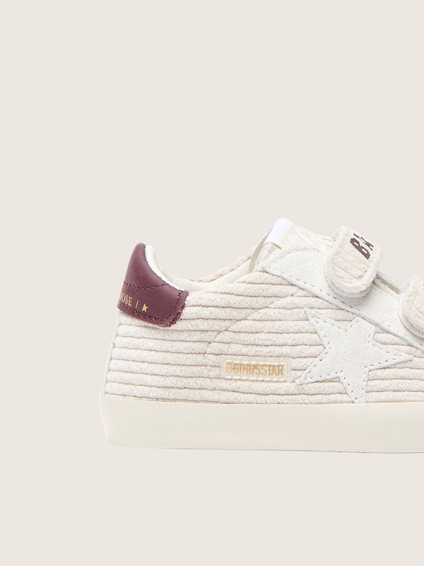 Golden Goose - Baby School in velvet with white suede star and burgundy leather heel tab in 