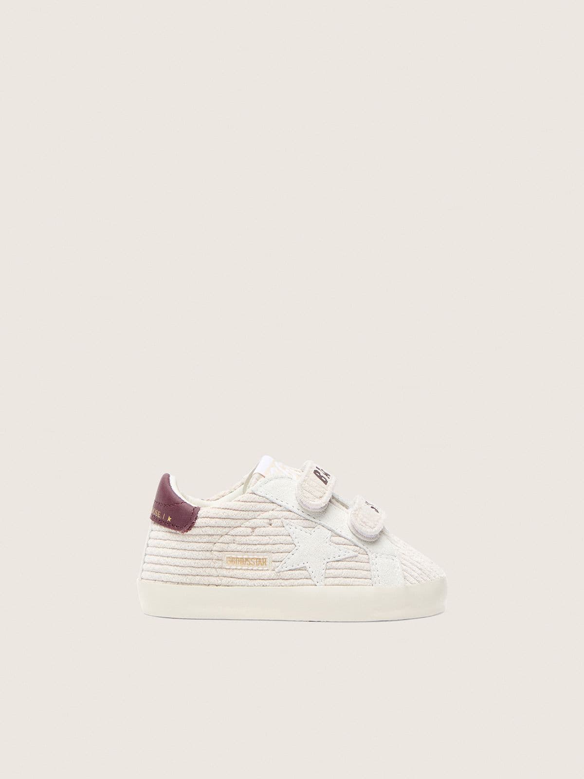 Golden Goose - Baby School de veludo com estrela de suede branco e tal&atilde;o de couro bord&ocirc; in 