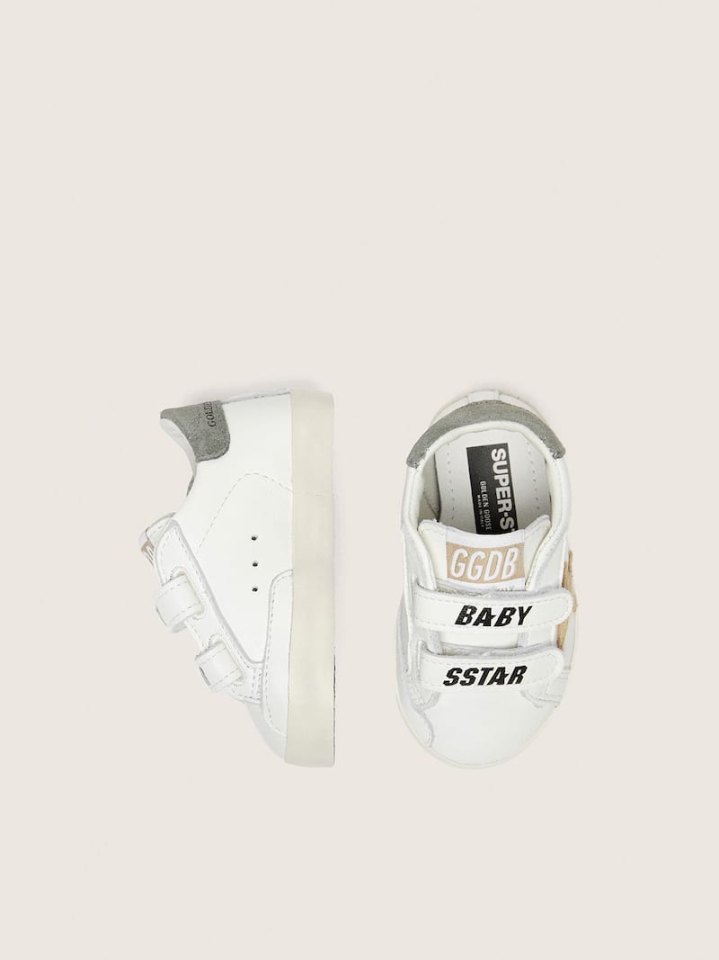 Golden Goose - Baby School aus Nappa mit beigem Raulederstern und Maskottchen-Print in 