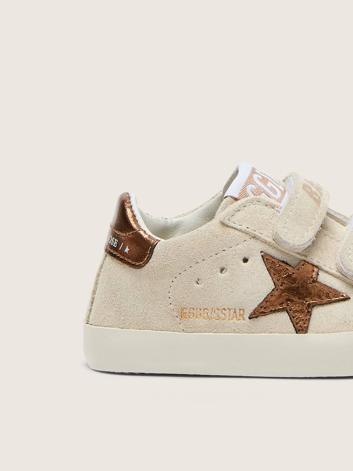Golden Goose - Baby Old School in beige suede with metallic bronze leather star in 