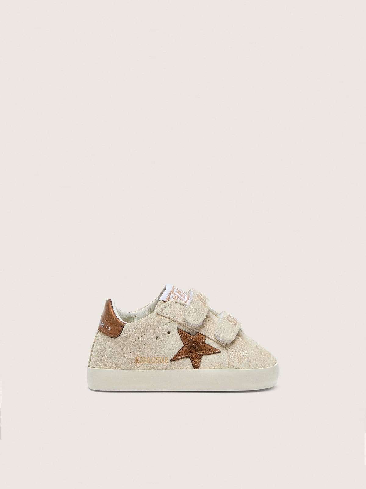 Golden Goose - Baby Old School aus beigem Rauleder mit bronzefarbigem Metalliclederstern in 