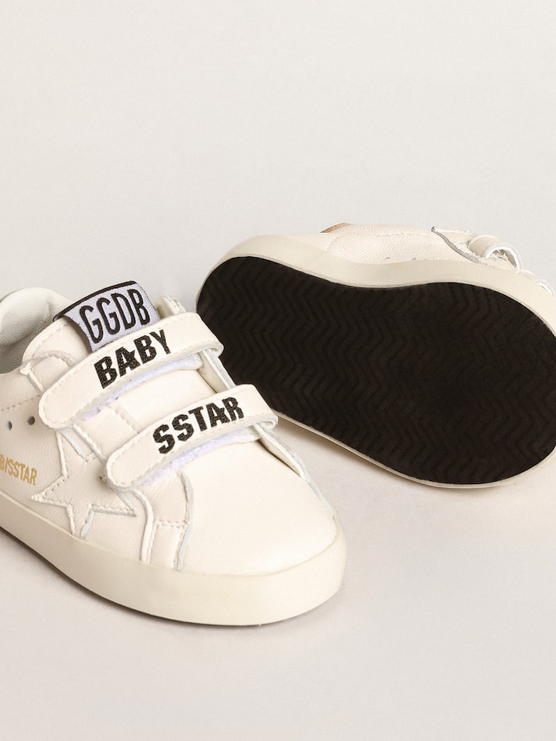 Golden Goose - Set Baby School aus wei&szlig;em Nappaleder mit Fersenpartie aus rosa Leder in 