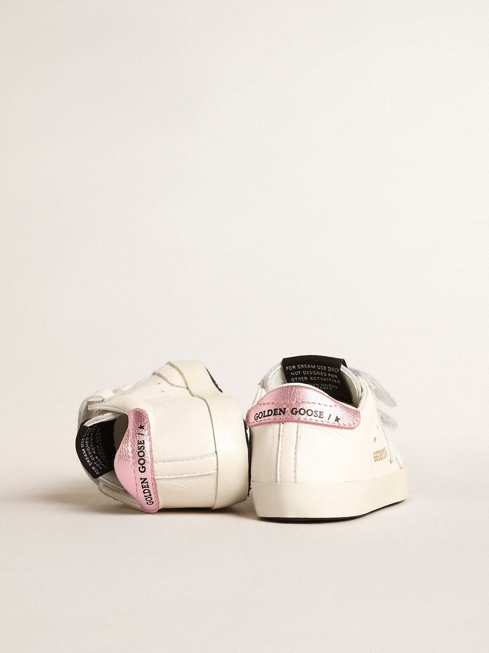 Golden Goose - Set Baby School aus weißem Nappaleder mit Fersenpartie aus rosa Leder in 