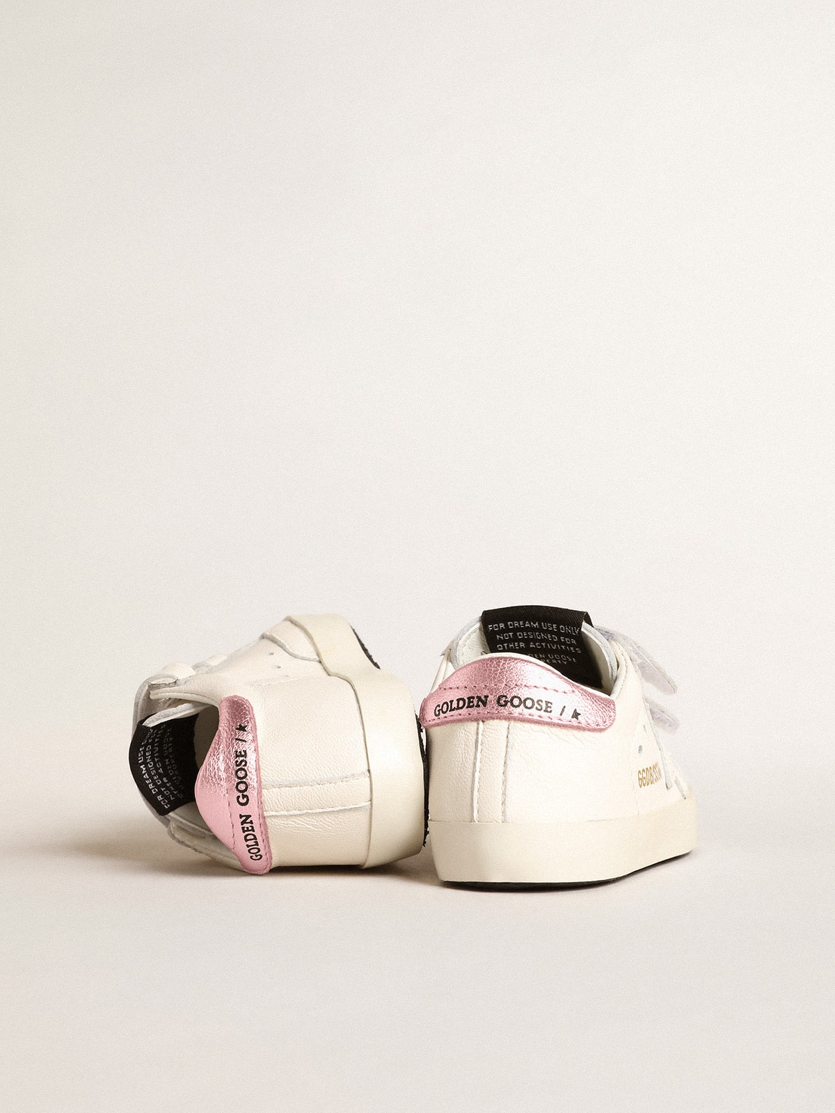 Golden Goose - Juego Baby School de napa blanca con refuerzo del talón de piel rosa in 